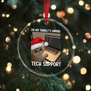 Funny Tech Support Cat Christmas Crystal Glass Ornament TS14 Print Your Wear
