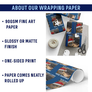 Funny Tech Support Cat Christmas Wrapping Paper Roll TS14 Print Your Wear