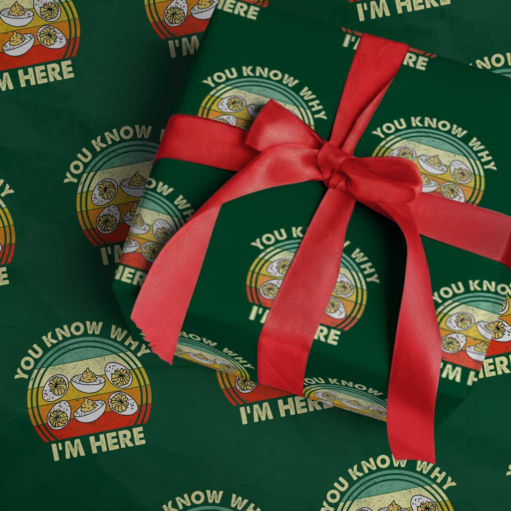 Funny Thanksgiving Deviled Eggs Wrapping Paper Roll You Know Why I Am Here Easter Day TS11 Green Print Your Wear
