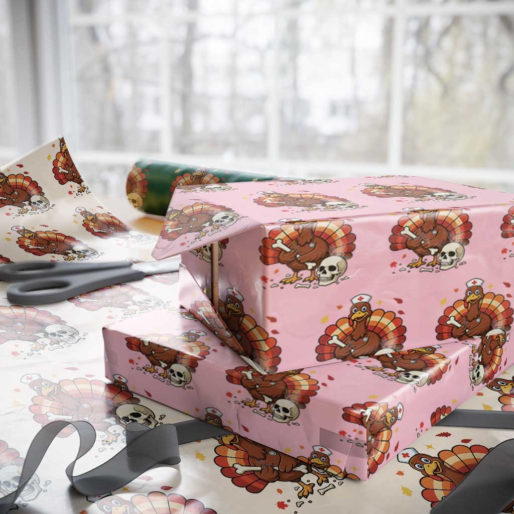 Funny Thanksgiving Nurse Turkey Wrapping Paper Roll Fall RN TS14 Light Pink Print Your Wear