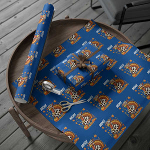 Funny Thanksgiving Wrapping Paper Roll Turkey Moo TS14 Blue Print Your Wear