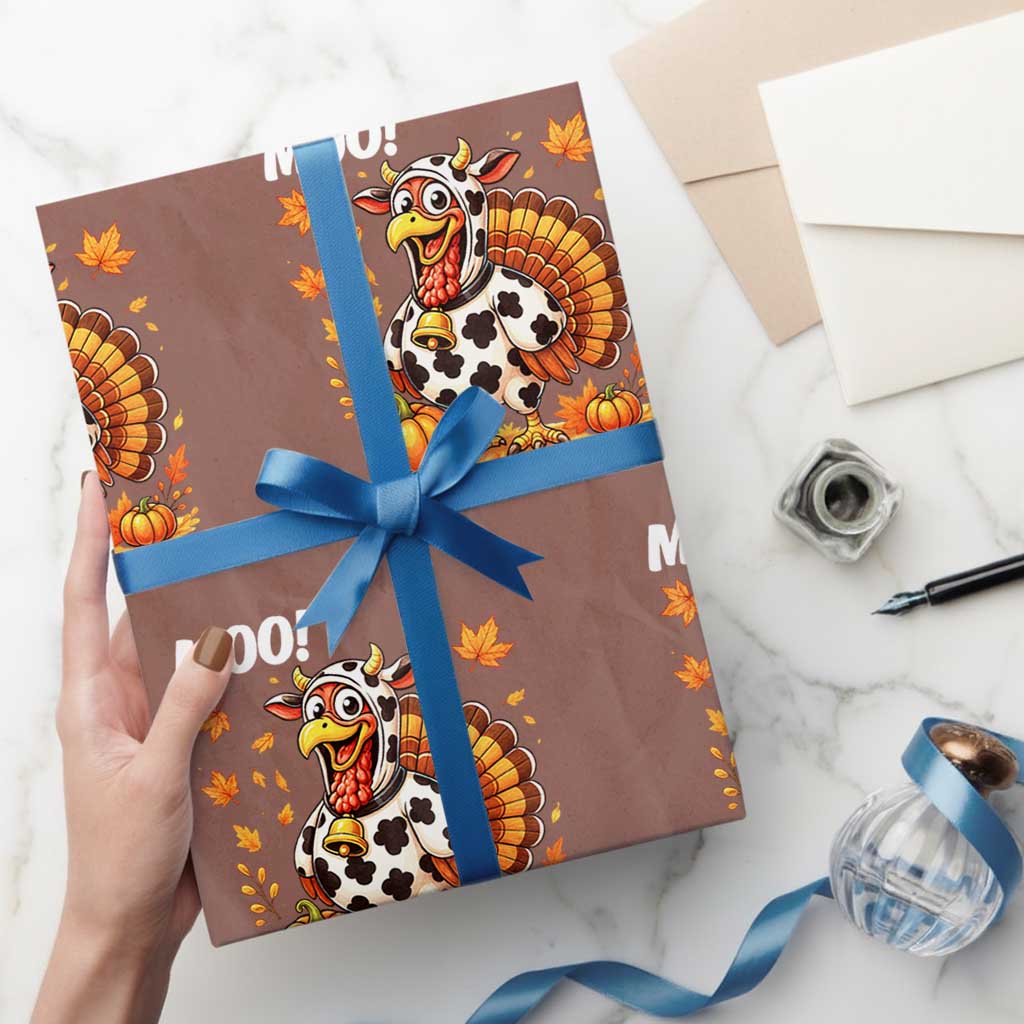 Funny Thanksgiving Wrapping Paper Roll Turkey Moo TS14 Mocha Print Your Wear