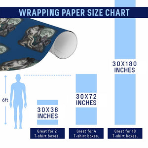 Funny Three Alpha Wolf Howling Moon Wrapping Paper Roll Weird Cringe Werewolf Meme TS11 Print Your Wear