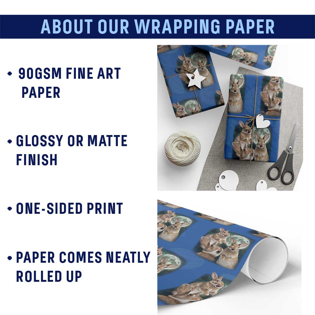Funny Three Bunny Moon Humorous Rabbit Meme Wrapping Paper Roll TS11 Print Your Wear