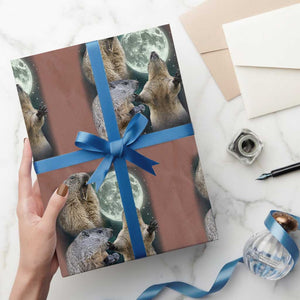 Funny Three Groundhog Moon Groundhog Day Meme Wrapping Paper Roll TS11 Mocha Print Your Wear
