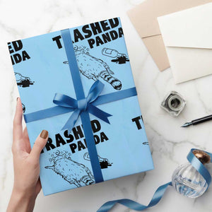 Funny Trashed Panda Wrapping Paper Roll Drunk Raccoon Meme Hot Mess TS02 Light Blue Print Your Wear