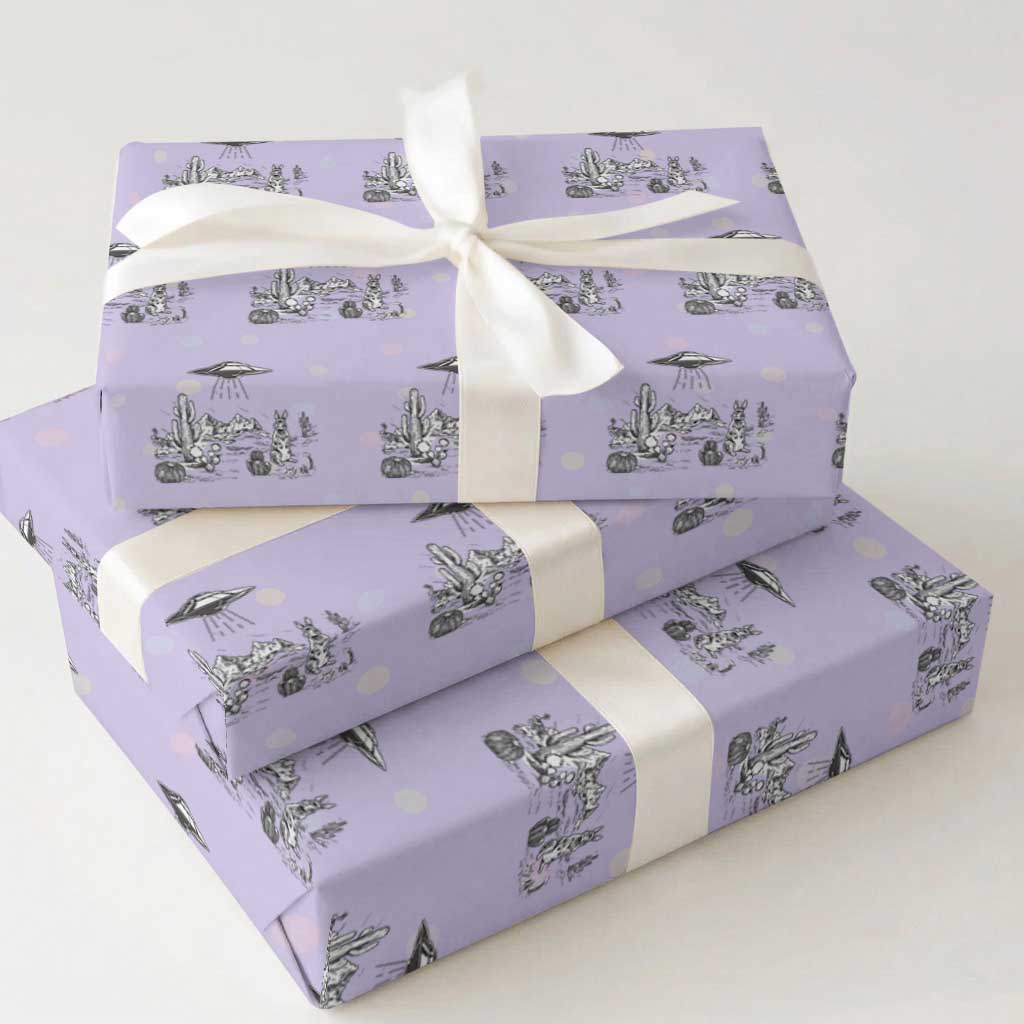 Funny Western Easter Day UFO Bunny Alien Wrapping Paper Roll TS11 Violet Print Your Wear