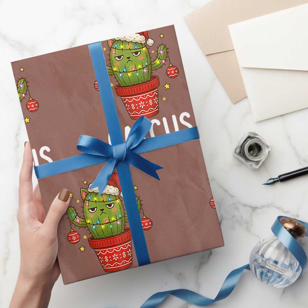 Funny Xmas Catcus Wrapping Paper Roll Succulent Lover Gift TS12 Mocha Print Your Wear