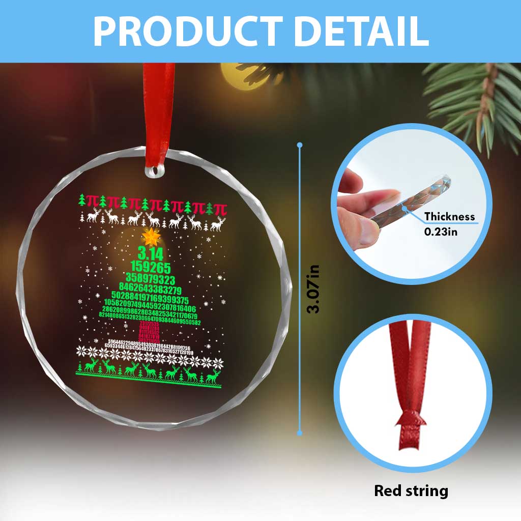 Funny Xmas Math Crystal Glass Ornament 3.14 Pi Christmas Tree TS09 Print Your Wear