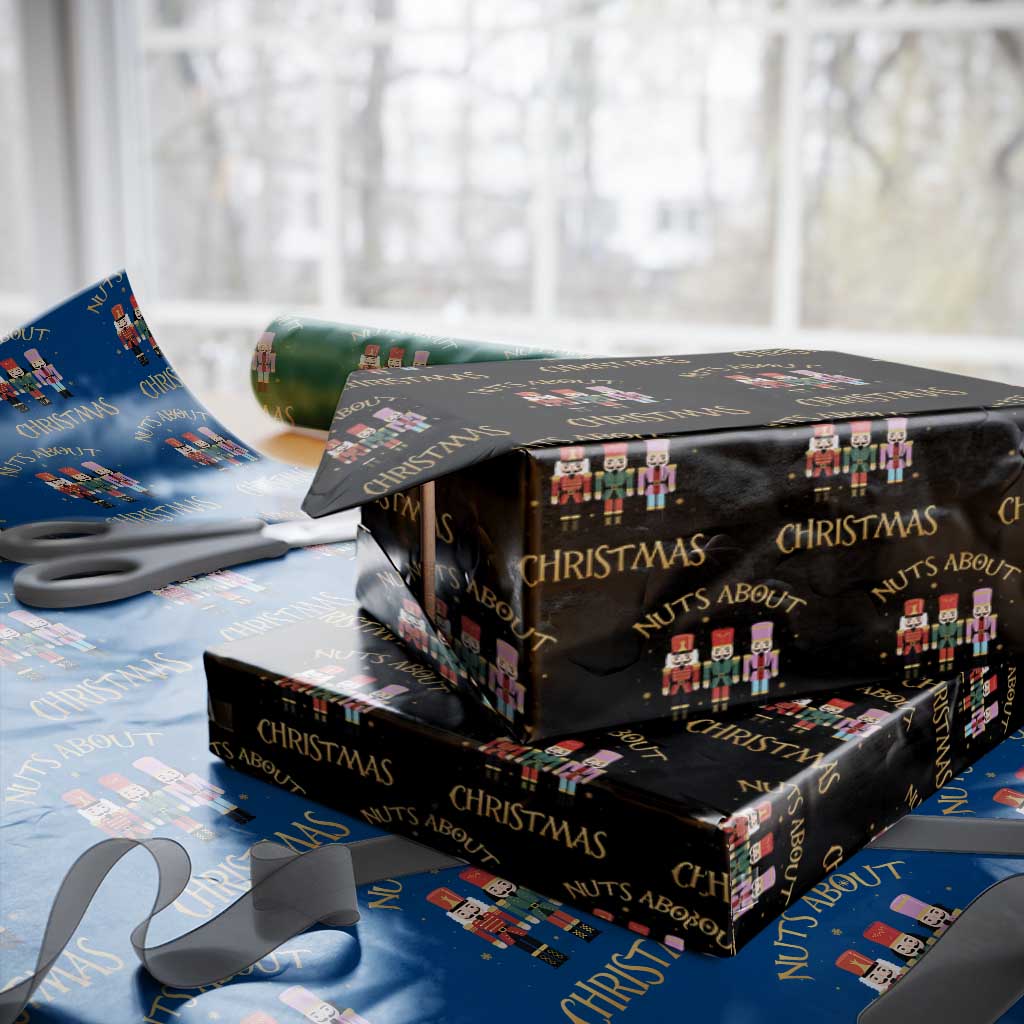 Funny Xmas Nutcracker Wrapping Paper Roll Nuts About Christmas Snowflake TS11 Black Print Your Wear