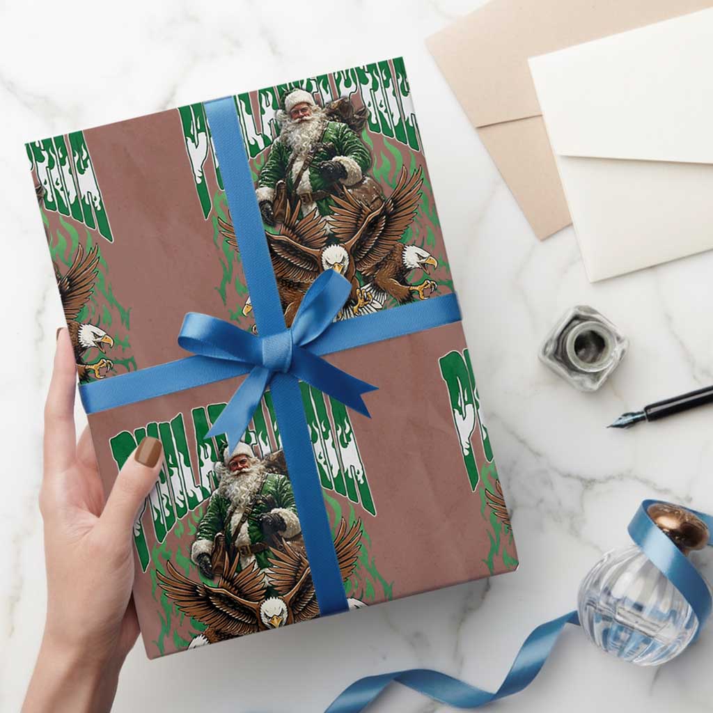 Funny Xmas Philly Wrapping Paper Roll Fly Santa Fly PFE Pride TS10 Mocha Print Your Wear