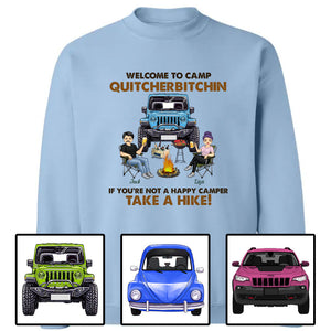 Custom Jeep Shirts, Welcome To Camp Quitcherbitchin If You're Not A Happy Camper Take A Hike Apparel CTM Custom - Printyourwear