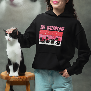 Funny Black Cat Hoodie Ew Valentine Anti Valentines Day TS02 Printyourwear