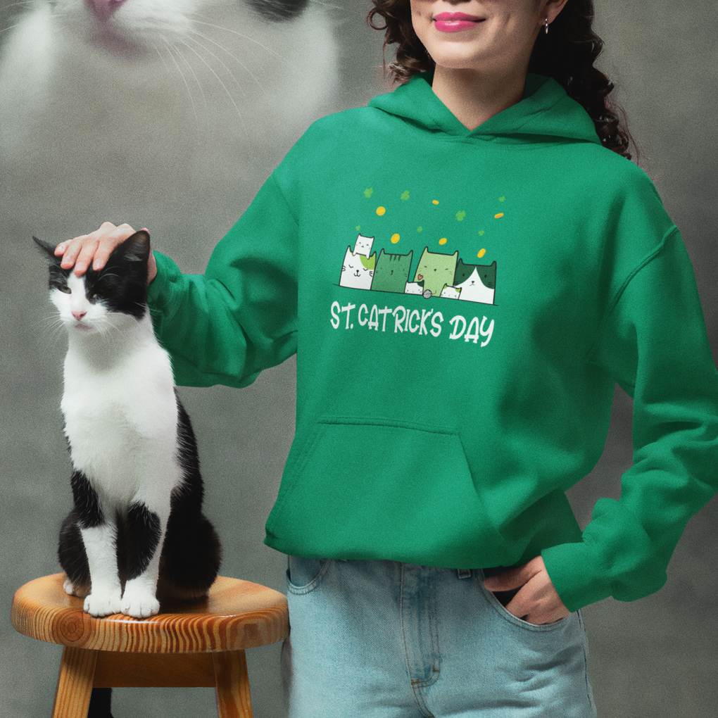 St. Patrick's Day Cat Lover Hoodie Happy St.Catrick's Lucky Family Cats Shamrock TS09 Printyourwear