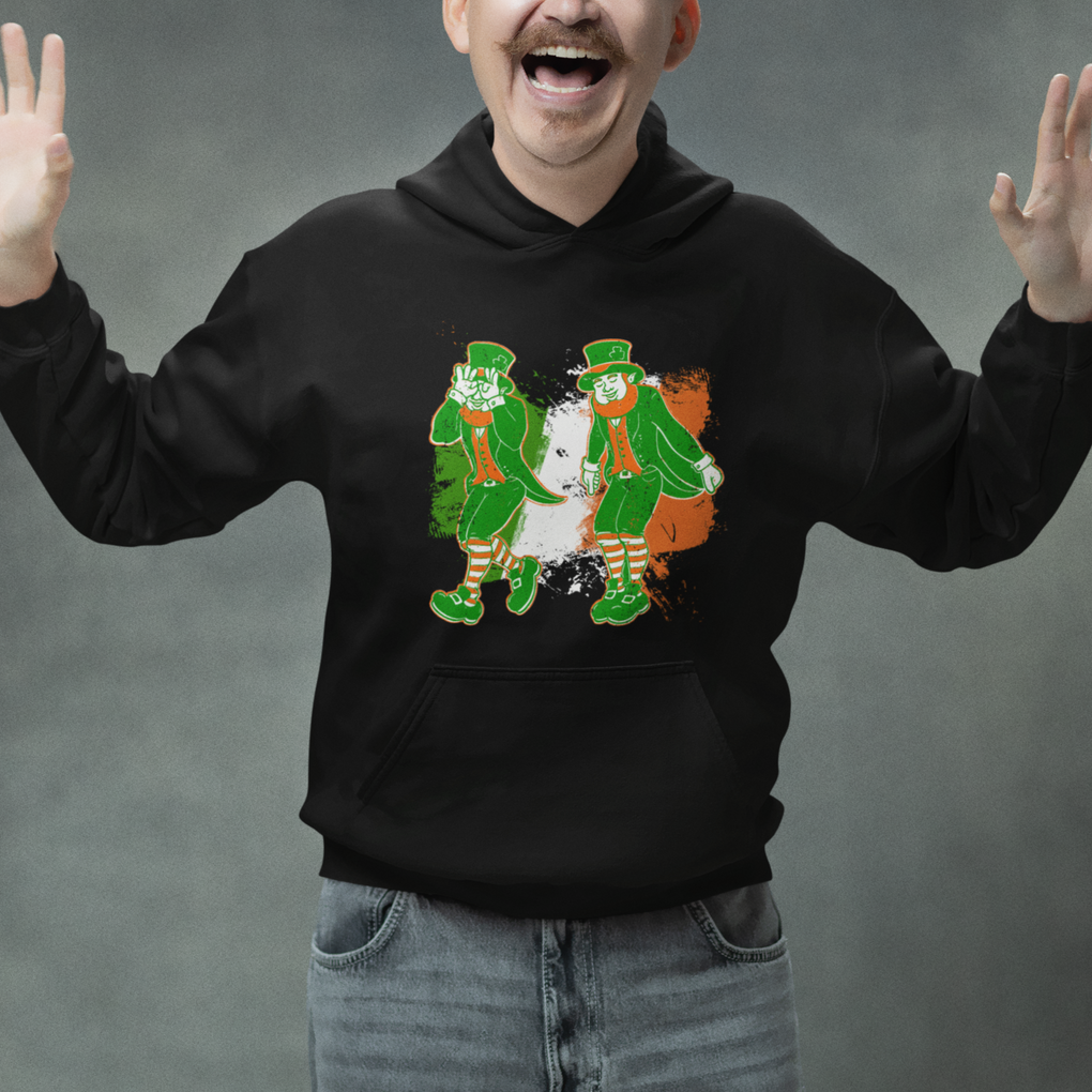 Funny St. Patricks Day Hoodie Leprechaun Griddy Dance Paddy Ireland Flag TS02 Printyourwear