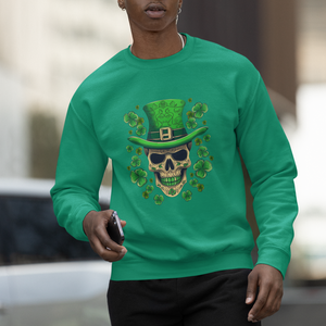 St. Patrick's Day Sweatshirt Irish Sugar Skull Lucky Hat Shamrocks TS09 Printyourwear