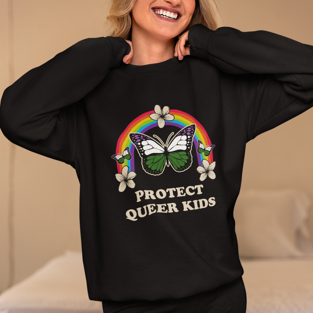 Protect Queer Kids Sweatshirt Butterfly Ally LGBT Pride History Month Support TS02 Printyourwear