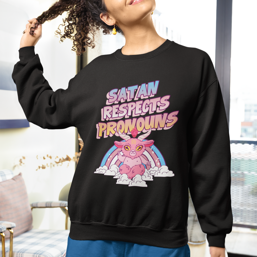 Protect Trans Kids Sweatshirt Satan Respects Pronouns Transgender Pride Trans Flag TS02 Printyourwear