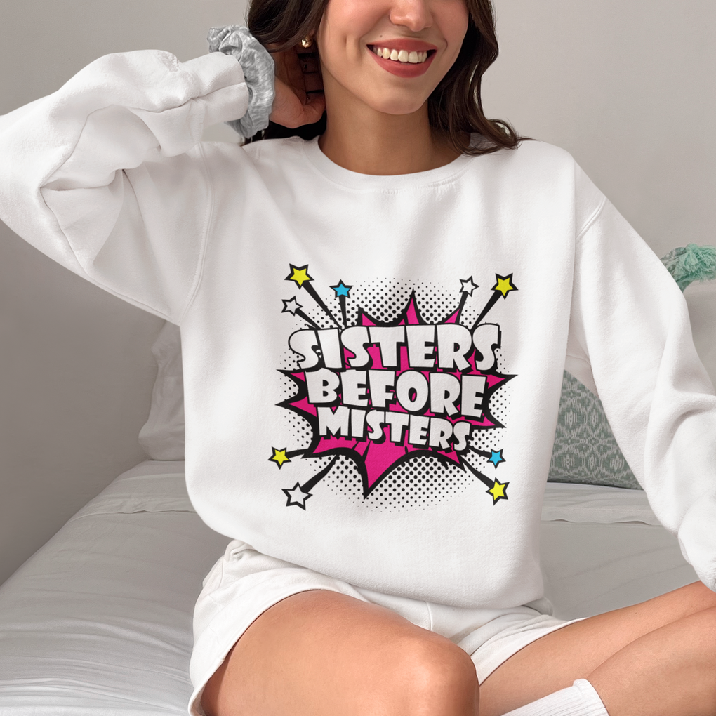 Galentine's Day Sweatshirt Sisters Before Misters Retro TS02 Printyourwear