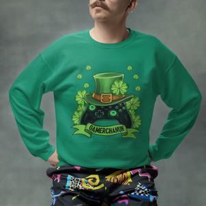 St. Patrick's Day Sweatshirt Gamerchaun Video Game Funny Lucky Gamer TS09 Printyourwear