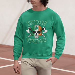 St. Patrick's Day Sweatshirt Irish Viking Skull Lucky Shamrocks Ireland Flag TS09 Printyourwear