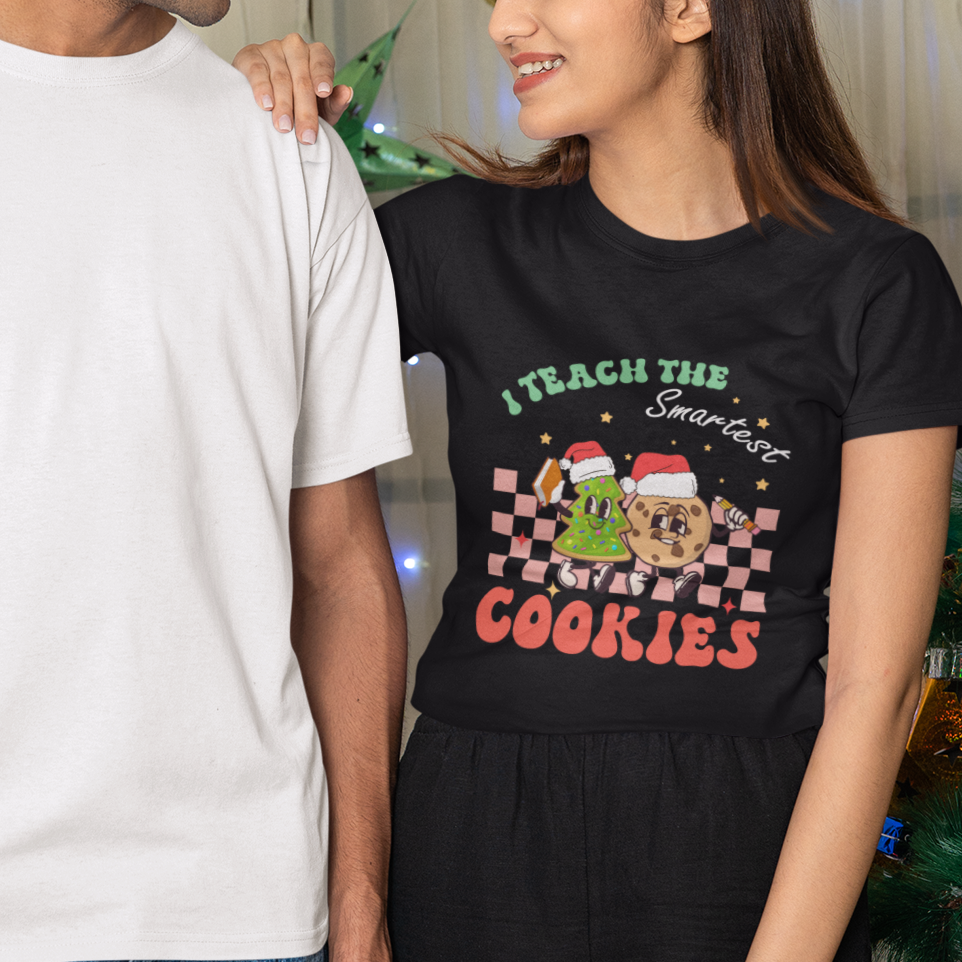 Teacher Christmas T Shirt I Teach The Smartest Cookies Retro Groovy Xmas Cookies TS02 Printyourwear