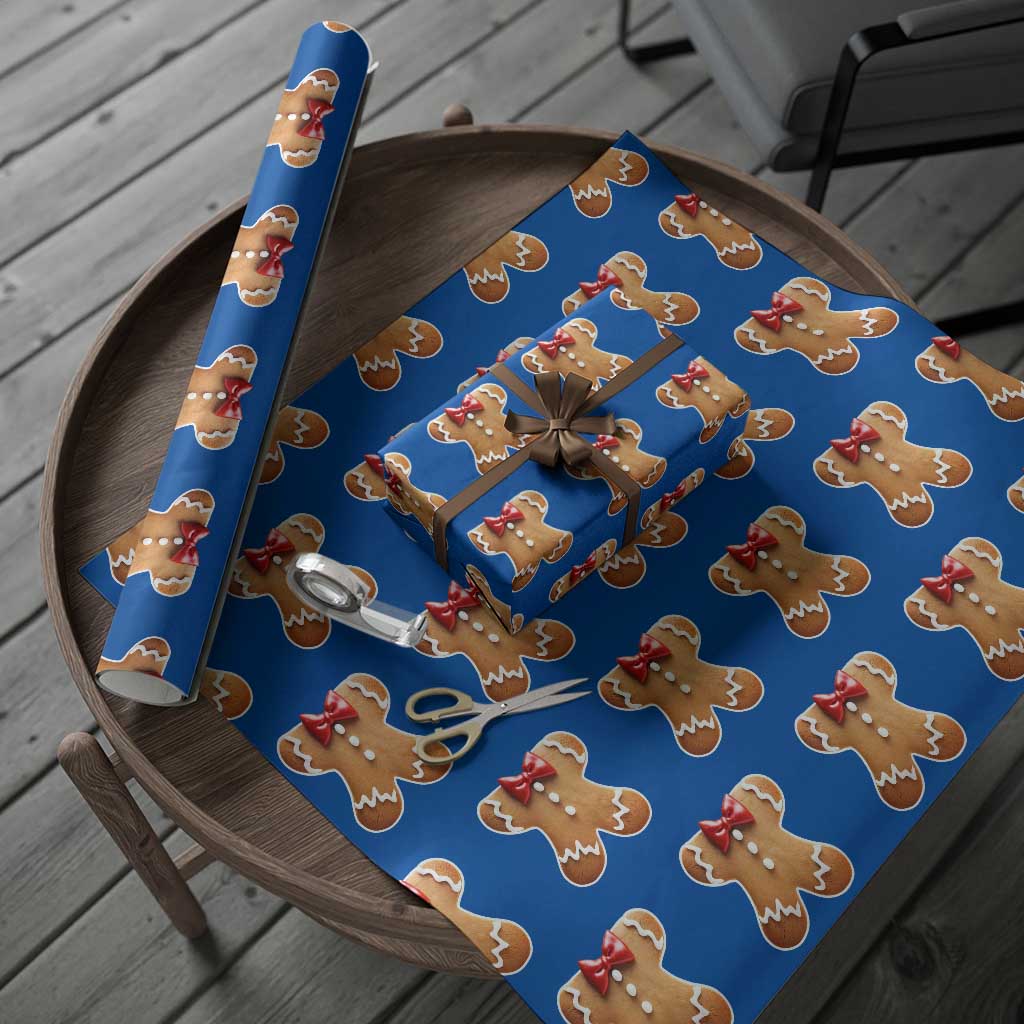 Gingerbread Man Wrapping Paper Roll Christmas Cookie Costume TS10 Blue Print Your Wear