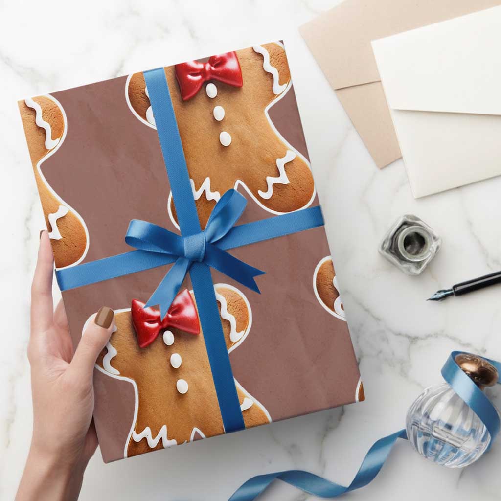Gingerbread Man Wrapping Paper Roll Christmas Cookie Costume TS10 Mocha Print Your Wear
