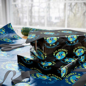 Go Planet It's Your Earth Day Wrapping Paper Roll TS02 Black Print Your Wear