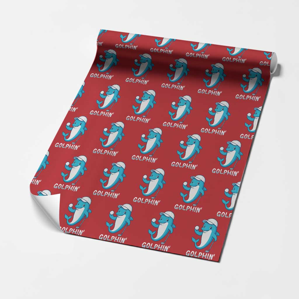 Golphin Dolphin Pun Wrapping Paper Roll Funny Golf Gift TS12 Red Print Your Wear