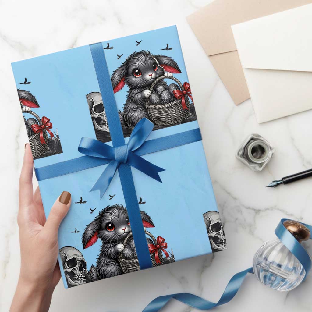 Gothic Easter Bunny Wrapping Paper Roll Dark Aesthetic Rabbit Gift TS12 Light Blue Print Your Wear