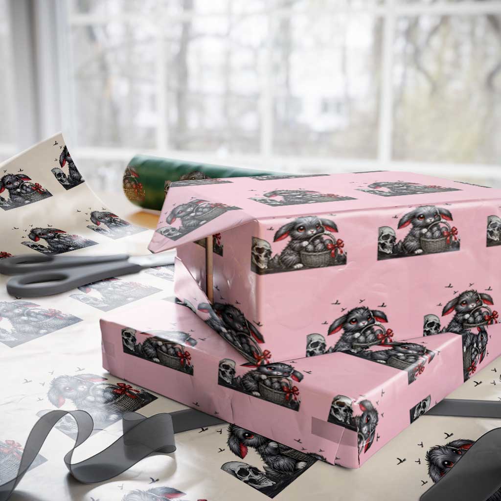 Gothic Easter Bunny Wrapping Paper Roll Dark Aesthetic Rabbit Gift TS12 Light Pink Print Your Wear