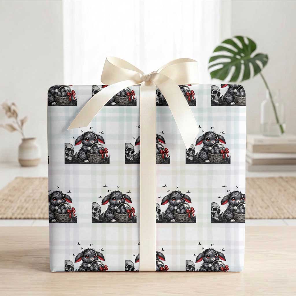 Gothic Easter Bunny Wrapping Paper Roll Dark Aesthetic Rabbit Gift TS12 White Plaid Print Your Wear