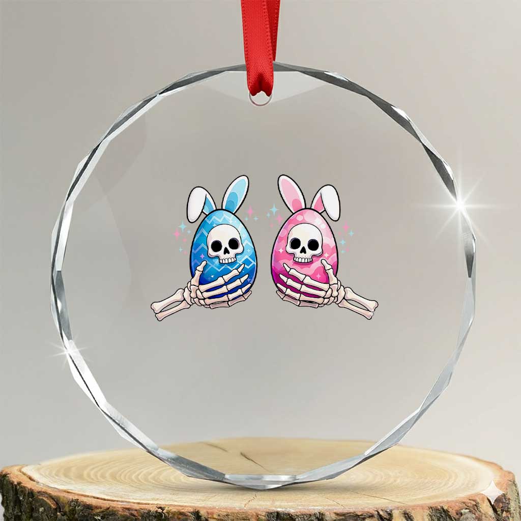 Gothic Easter Gift Crystal Glass Ornament Skeleton Hands Holding Easter Eggs TS12 Transparent Glass 3'' Circle Print Your Wear
