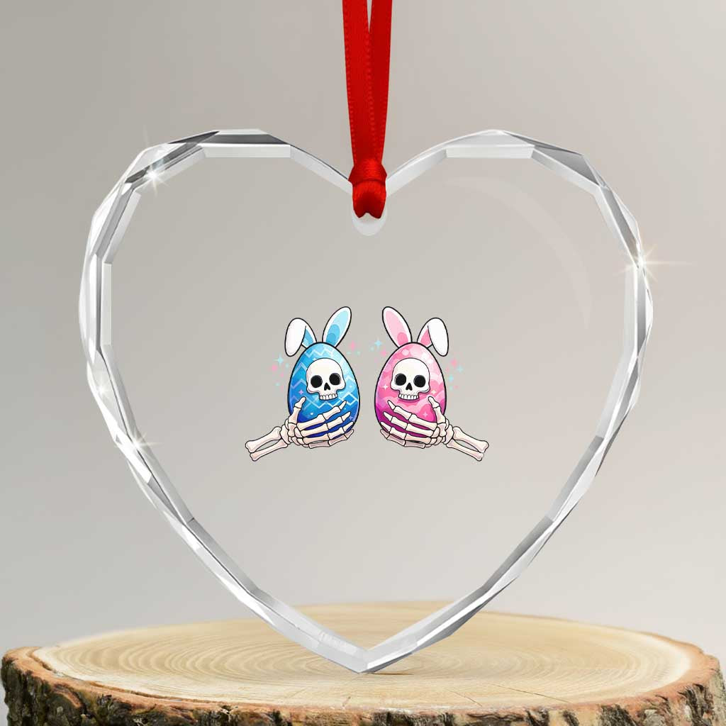 Gothic Easter Gift Heart Crystal Glass Ornament Skeleton Hands Holding Easter Eggs TS12 Transparent Glass 3'' Heart Print Your Wear