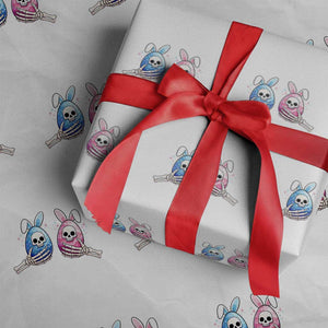 Gothic Easter Gift Wrapping Paper Roll Skeleton Hands Holding Easter Eggs TS12 White Print Your Wear