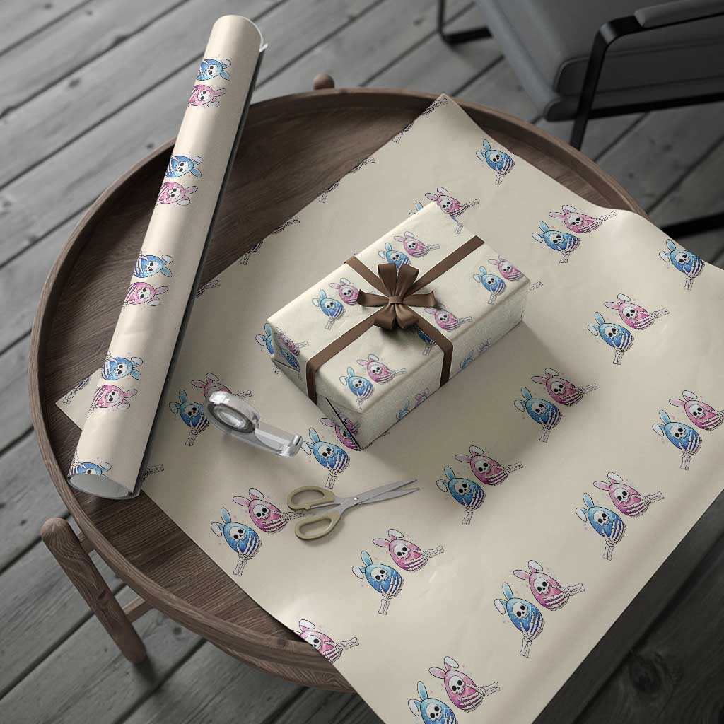 Gothic Easter Gift Wrapping Paper Roll Skeleton Hands Holding Easter Eggs TS12 Beige Print Your Wear