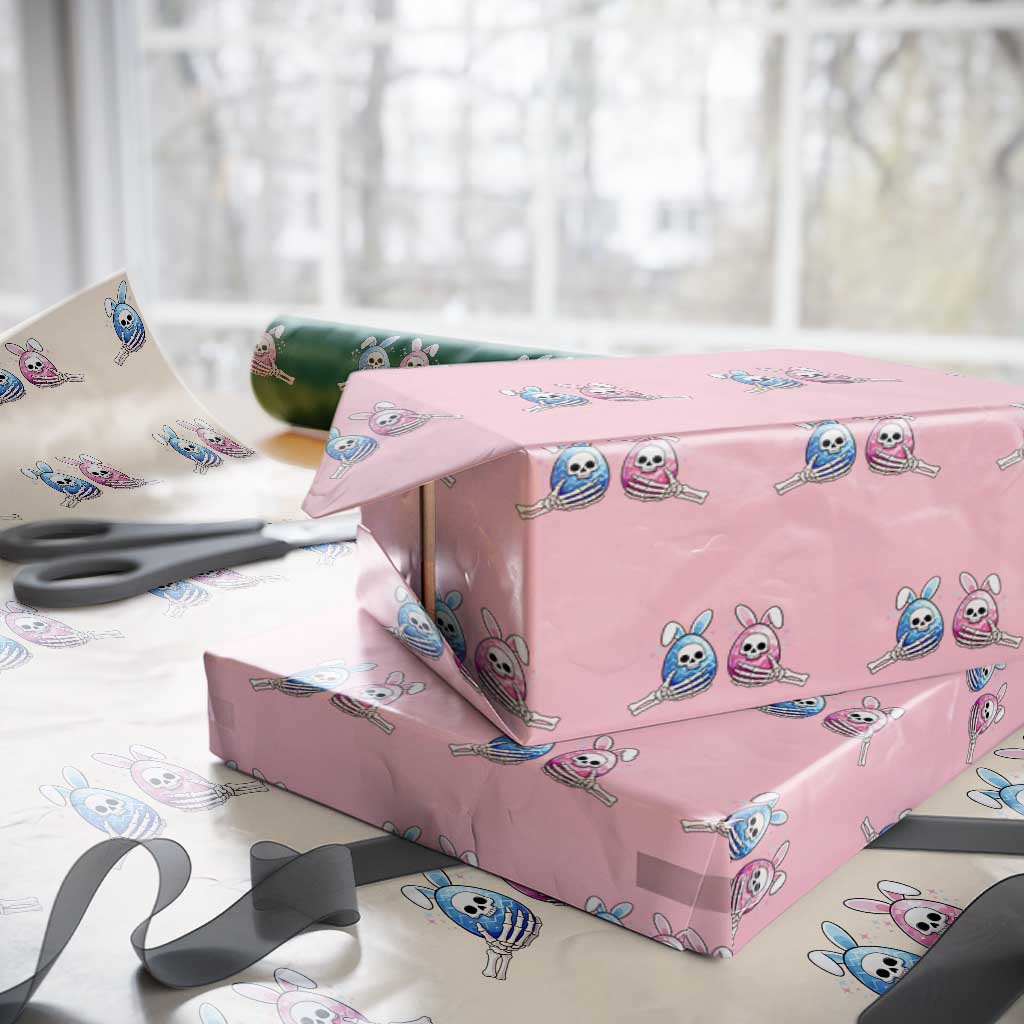 Gothic Easter Gift Wrapping Paper Roll Skeleton Hands Holding Easter Eggs TS12 Light Pink Print Your Wear