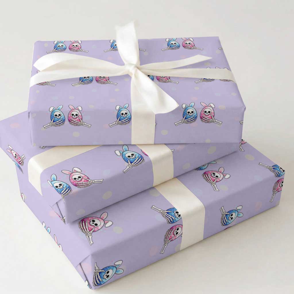 Gothic Easter Gift Wrapping Paper Roll Skeleton Hands Holding Easter Eggs TS12 Violet Print Your Wear