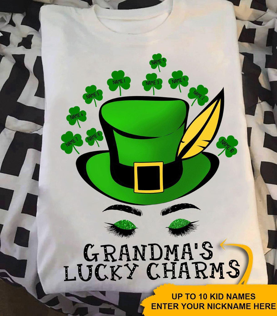 Personalized St Patricks Day Grandma Lucky Hat T Shirt CTM Youth Custom - Printyourwear