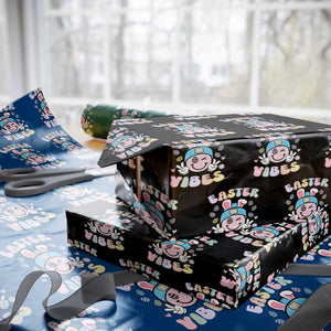 Groovy Easter Vibes Wrapping Paper Roll Retro Bunny Smile Eggs TS10 Black Print Your Wear