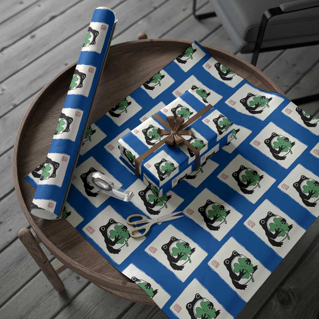 Grumpy Frog Japanese Wrapping Paper Roll St Patricks Day Gift TS12 Blue Print Your Wear