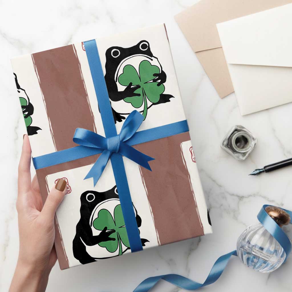 Grumpy Frog Japanese Wrapping Paper Roll St Patricks Day Gift TS12 Mocha Print Your Wear