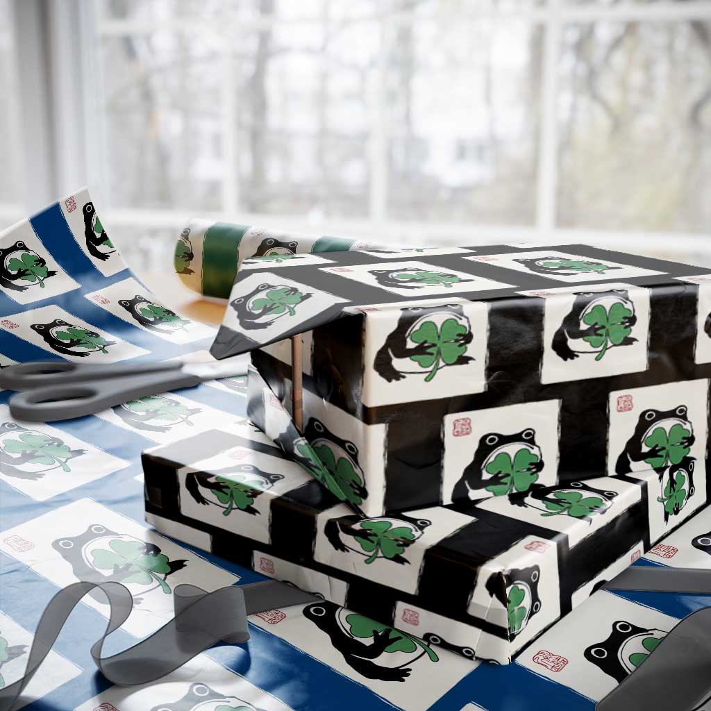 Grumpy Frog Japanese Wrapping Paper Roll St Patricks Day Gift TS12 Black Print Your Wear