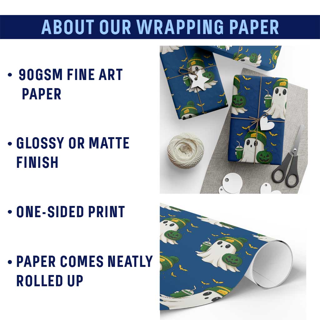 Halloween GB Ghost Wrapping Paper Roll Pumpkin Ghost Costume Cheesehead TS10 Print Your Wear