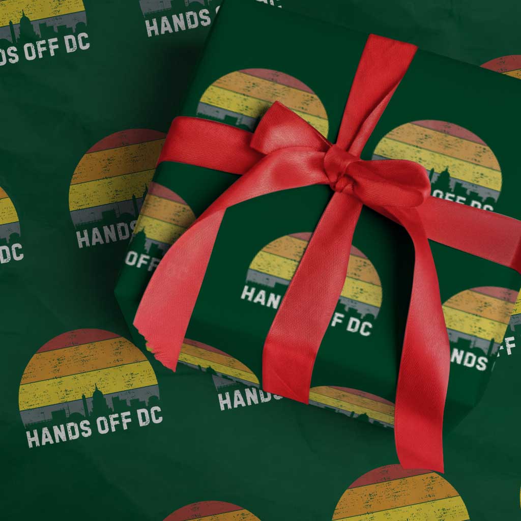 Hands Off DC Wrapping Paper Roll Retro Washington D.C. Skyline TS02 Green Print Your Wear