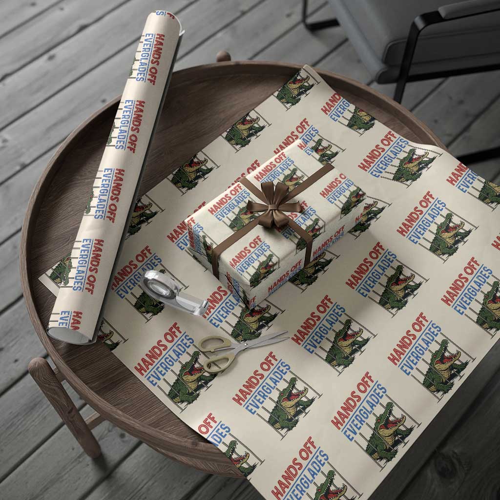 Hands Off Everglades Wrapping Paper Roll Alligator Protest TS02 Beige Print Your Wear