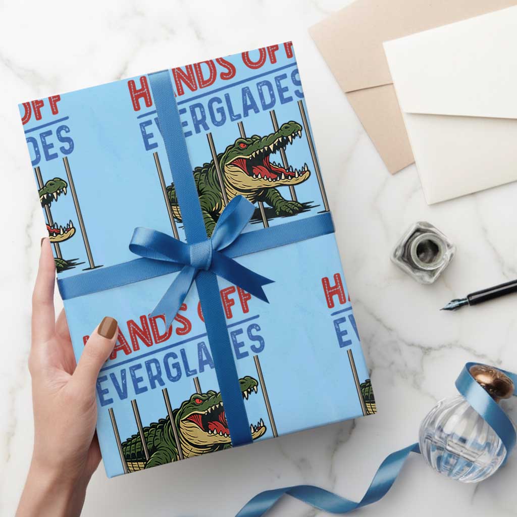 Hands Off Everglades Wrapping Paper Roll Alligator Protest TS02 Light Blue Print Your Wear