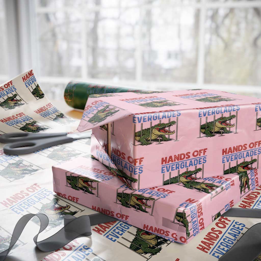 Hands Off Everglades Wrapping Paper Roll Alligator Protest TS02 Light Pink Print Your Wear