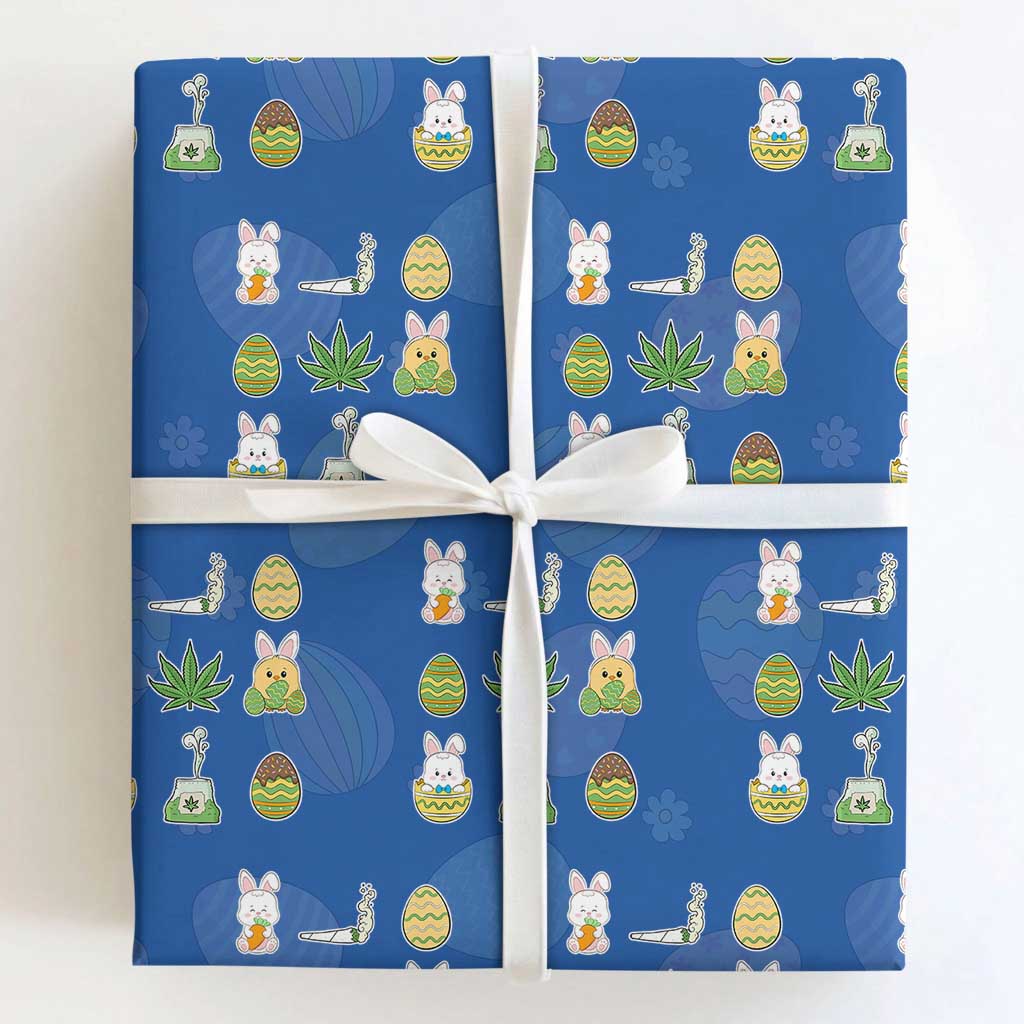 Happy 420 Easter Wrapping Paper Roll TS02 Royal Blue Print Your Wear